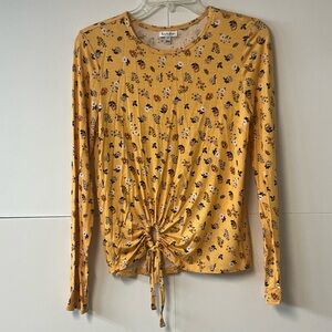 Women’s LOVE, FIRE Floral Tie Front Long Sleeve Top. Size S/P.